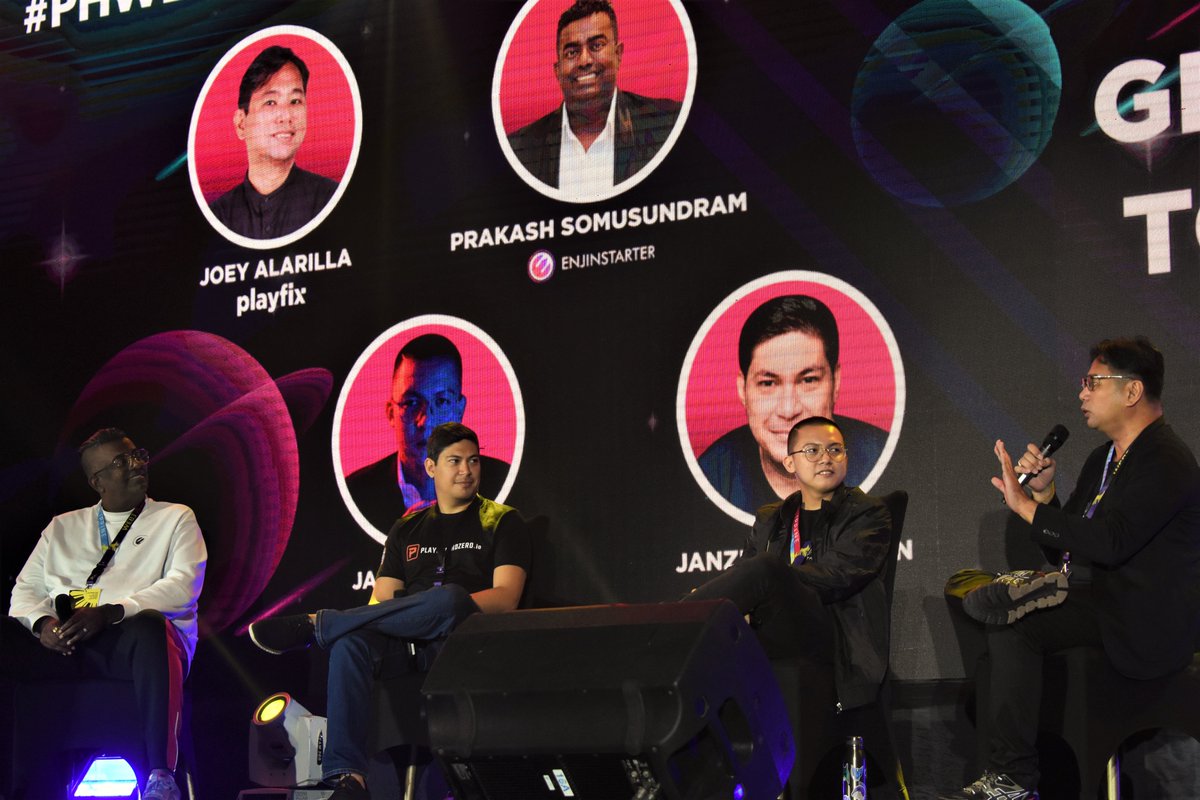 pgz_io's tweet photo. ICYMI. @pgz_io CEO @purrbana joined @enjinstarter CEO @prakashsomo, @PlayfixLab Head of Content @joeyalarilla, and @PlayAstroXP Founder @jmsfnt during the panel discussion on "Getting from Zero to One in Gaming" @phweb3festival. 🔥🔥🔥

#GameFi #Web3 #PHWeb3Fest https://t.co/4UmBAh74dA