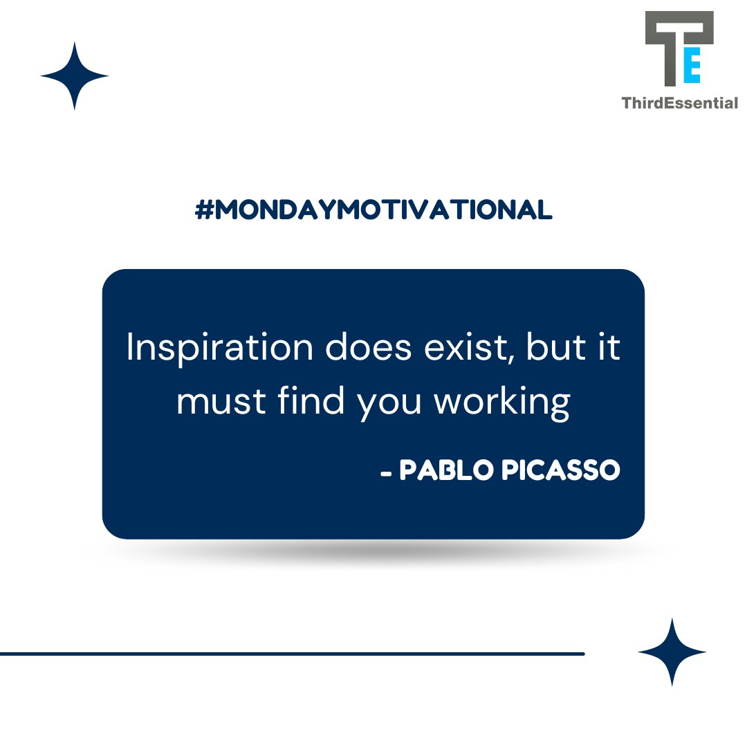 Thirdessential_'s tweet photo. “Inspiration does exist, but it must find you working.” —Pablo Picasso
#Thirdessential #happyweekdays #monday #mondaymood #motivation #mondayvibes #motivationalquotes #instagood #motivationmonday #mondaymorning #inspiration #Employeemotivation #mondayquotes https://t.co/aYgb597576