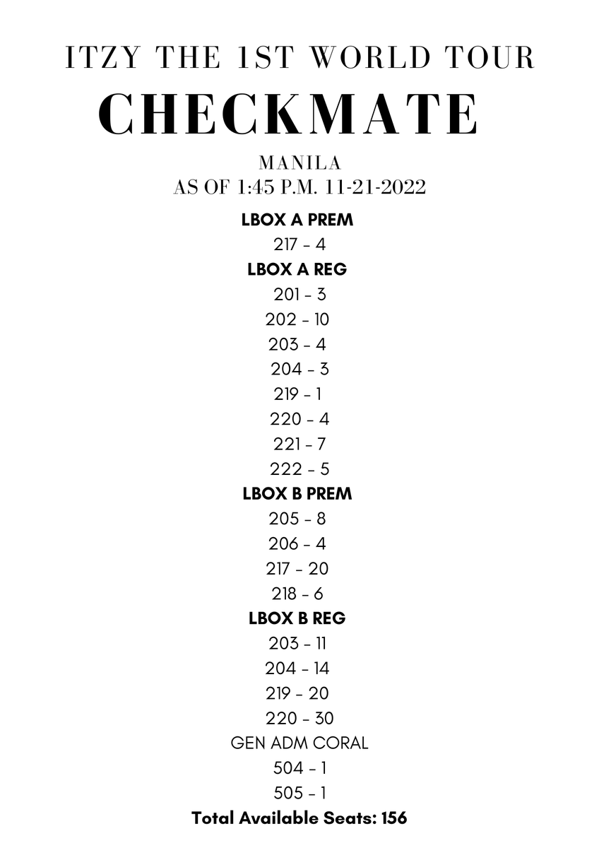 midzy_toni's tweet photo. UPDATED AS OF 01:45
#ITZY_CHECKMATE_MANILA
#ITZYinMANILA
#CheckmateinManila https://t.co/9pUohWGmee