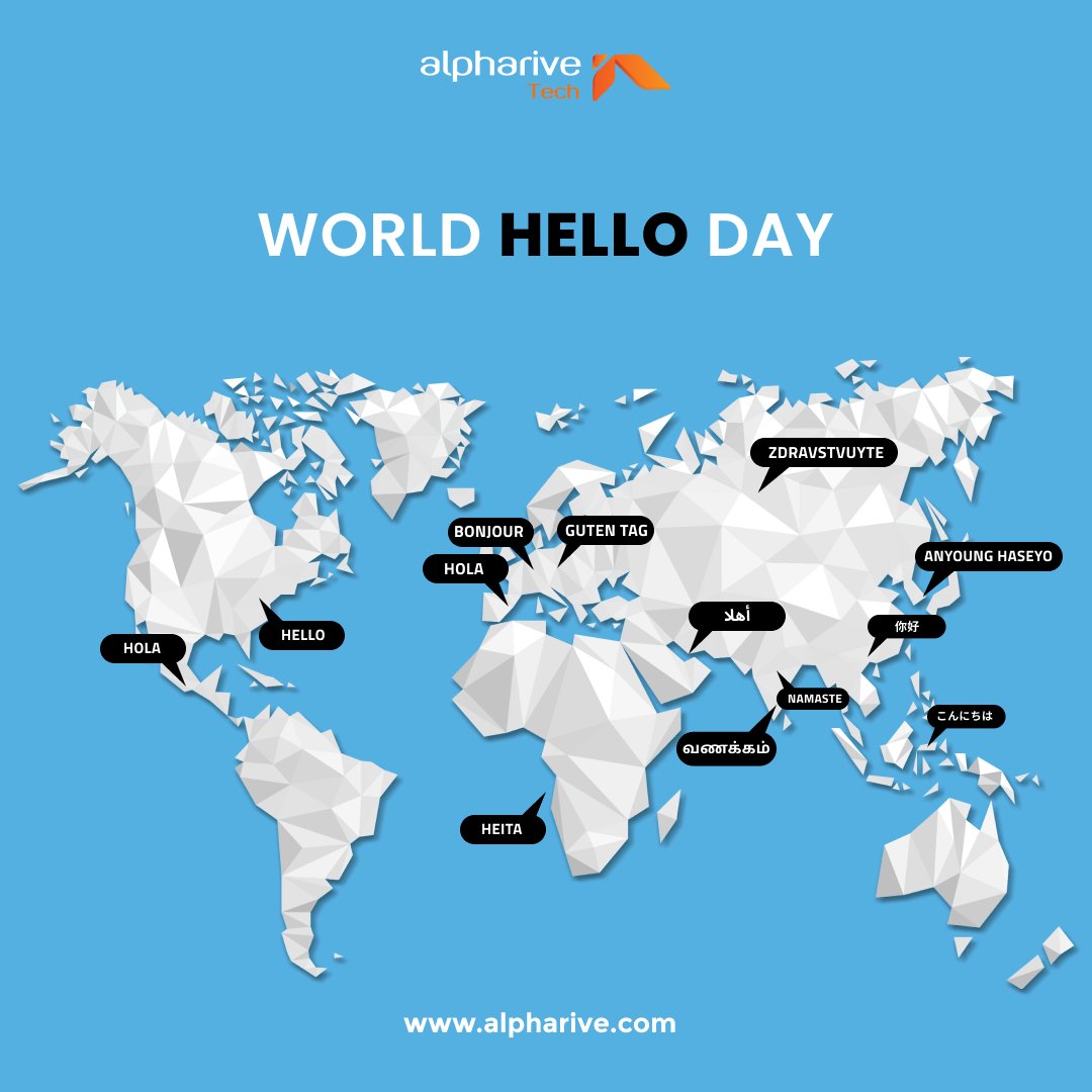 alpharivetec's tweet photo. “Hello” is the #sweetest way to start a conversation which can change all the equations…. Wishing you a very Happy World Hello Day!!!.

#helloday #worldhelloday2022 #helloworld #Hello #hellonovember #hellochallenge #Trending  #TrendingNow  #viral #viralpost #viralpage #viral2022 https://t.co/HI1kNoqFQ0