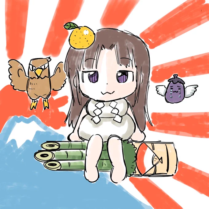 アイデアtoミント2回目ー!!1富士2鷹3ナスビ&門松、鏡餅なお正月欲張りセットなピクQNちゃん!いかがでしょうか?#ピクQN  #アイデアtoミント 