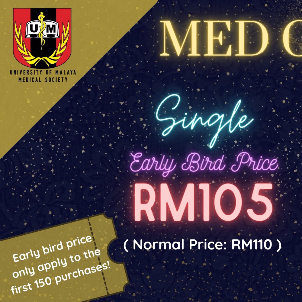 UMedsoc's tweet photo. 🚨MED GALA TICKET SALES🚨

The long-awaited MED GALA sales are opened!🥳🥳

Be the first ✨150✨ to purchase to get the early bird ticket price! 🕊️🎟️ 

Grab your ticket NOW in the link below!🧨
https://t.co/xWrjOQrMcz

Hope to see you at HGH Convention Centre on 6/1/23, 6pm! ✨🪩 https://t.co/q4ZeyMTo7R