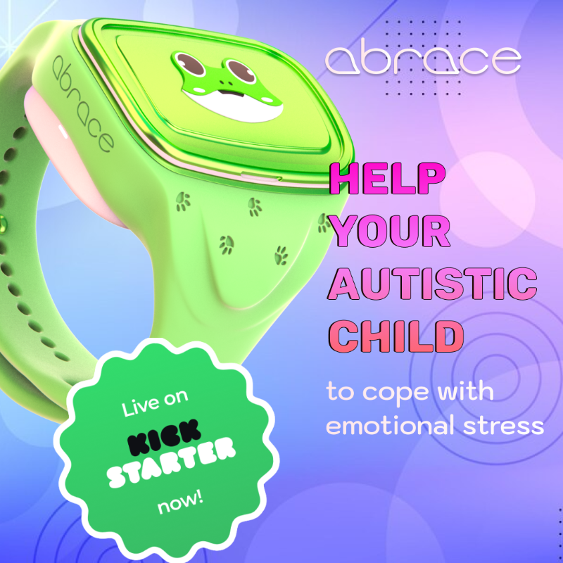 AbraceAI's tweet photo. Innovative smart bracelet to help autistic children and their parents prepare for sensory meltdowns