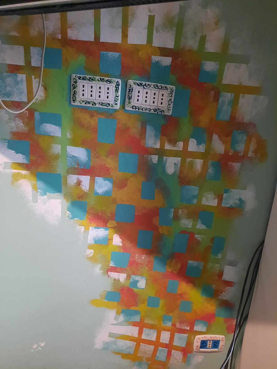 eclecticnomad's tweet photo. When you do something crazy on the wall for the first time. I also designed the switch covers
#diy #diyhome #colormakesmehappy #redecorating #vividcolors #paintingwalls #myhousemyrules https://t.co/HfPBIWxB7U