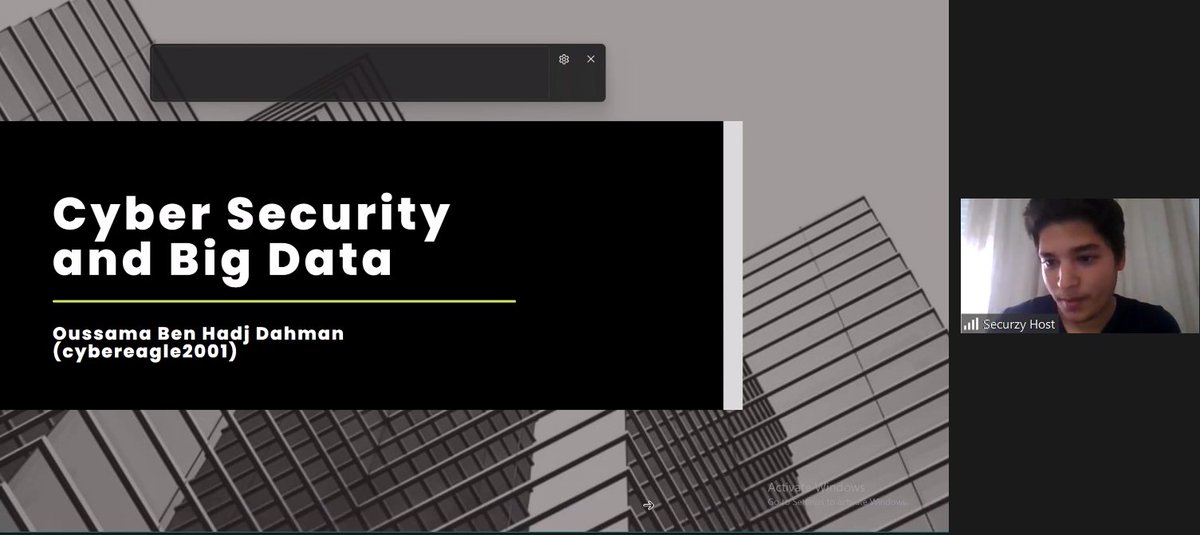 SecurzyHQ's tweet photo. A great explanatory session by Oussama Ben Hadj Dahman on CyberSecurity And BIG DATA! For more such webinars and BootCamp join https://t.co/48urzQQUlR for free! #infosec #Pentesting #vulnerability #cybersecurity #application #cloudsecurity #bigdata #ethicalhacking #Securzy https://t.co/EhLaWpqpqA