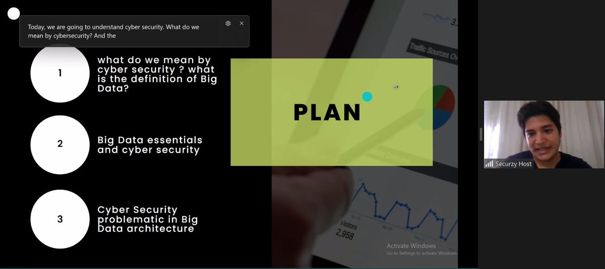 SecurzyHQ's tweet photo. A great explanatory session by Oussama Ben Hadj Dahman on CyberSecurity And BIG DATA! For more such webinars and BootCamp join https://t.co/48urzQQUlR for free! #infosec #Pentesting #vulnerability #cybersecurity #application #cloudsecurity #bigdata #ethicalhacking #Securzy https://t.co/EhLaWpqpqA