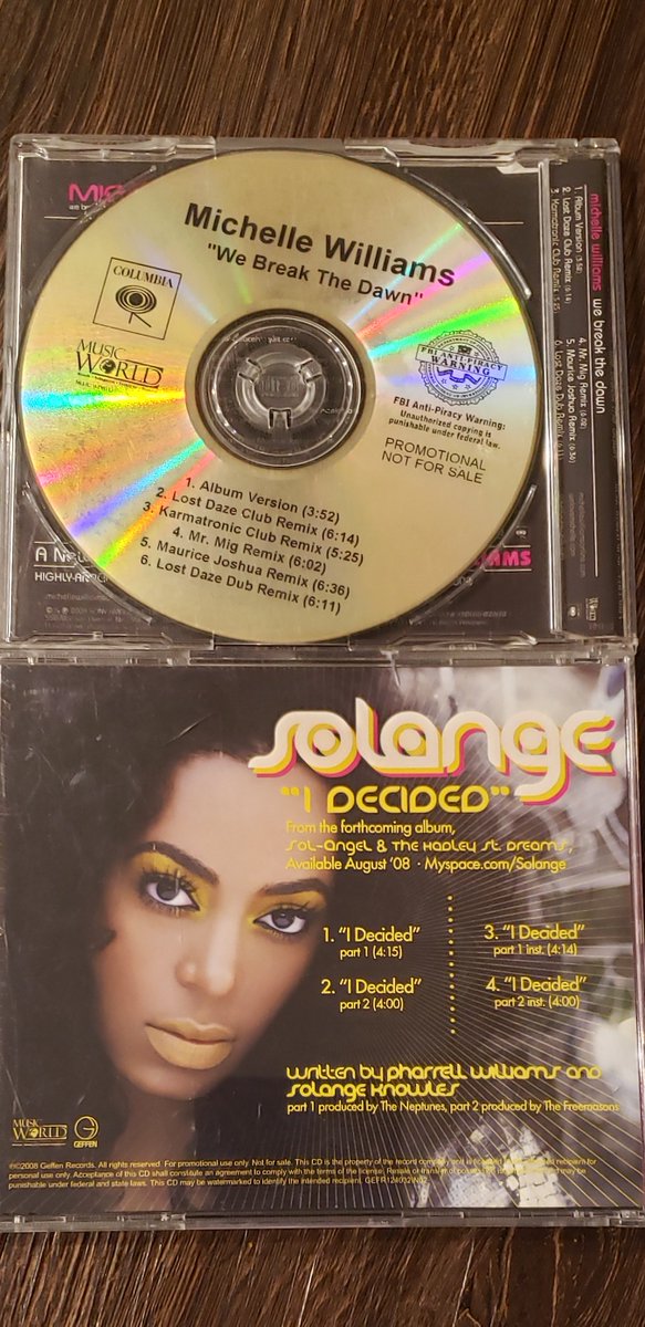 TIMEwarpedEBAY's tweet photo. #Vintage #michellewilliams @solangeknowles RADIO PROMO CD SINGLES "We Break The Dawn" &amp; "I Decided" on #EBAY https://t.co/3SmSdNhAPh #destinyschild #solangeknowles #beyonce #solange #beyonceknowles https://t.co/PIO5TEoddP