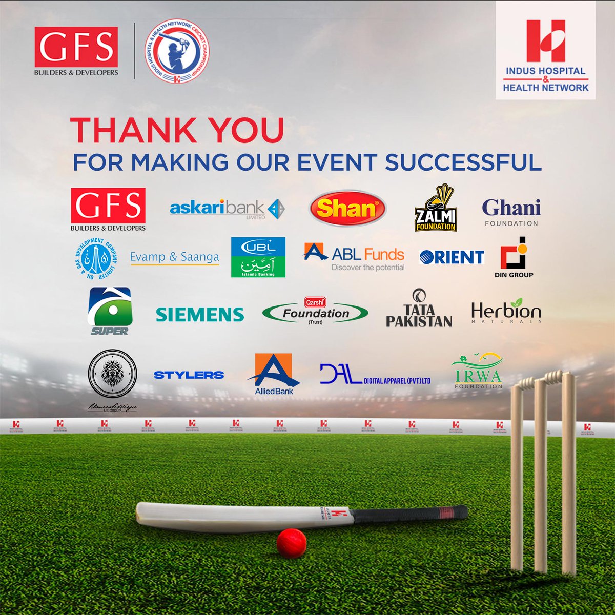 IHHN_PK's tweet photo. Grateful to all of our sponsors for making #GFSIHHNCricketChampionship exciting in #Islamabad
@buildersgfs @Siemens @ogdclofficial @EvampSaanga #Herbion @Askari_Bank @ShanFoods #IrwaFoundation #GhaniFoundation #DigitalApparel @ABLpk #UBLAmeen @OrientPakistan #DinGroup @geosupertv https://t.co/1omeFKQJIg