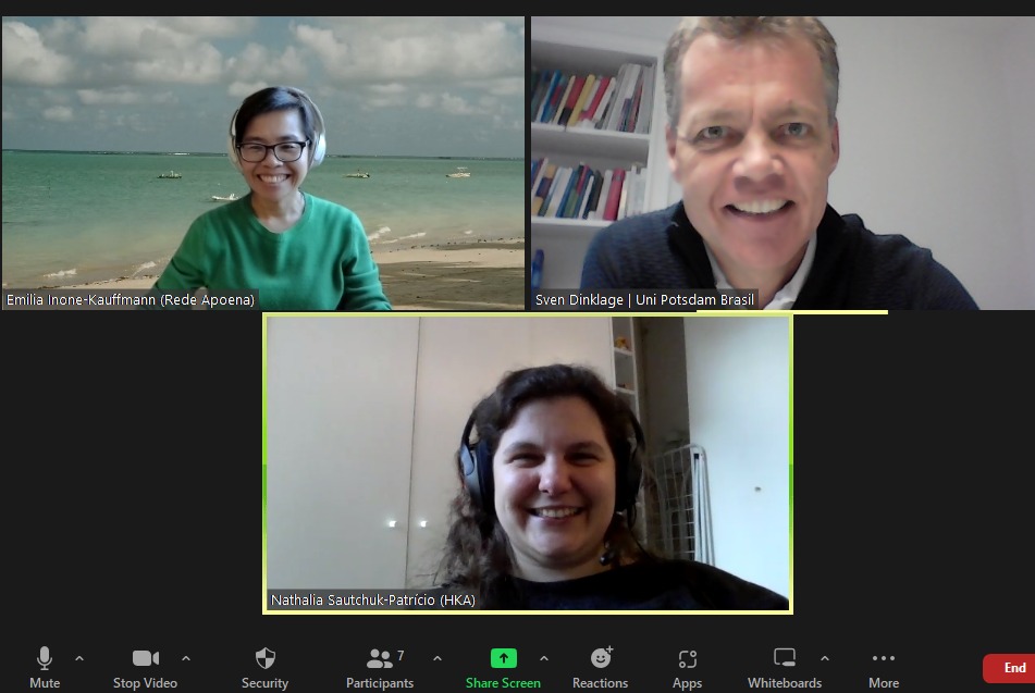 RedeApoena's tweet photo. Na semana passada, a #RedeApoena participou da online Sprechstunde da Universidade de #Potsdam, falando sobre #estudar, #pesquisar e viver na #Alemanha.
A rede foi representada pela Nathalia Sautchuk @nathysautchuk da @HKAnews e pela Emilia Inone-Kauffmann do @FraunhoferICT. https://t.co/fdTWKeEbHW