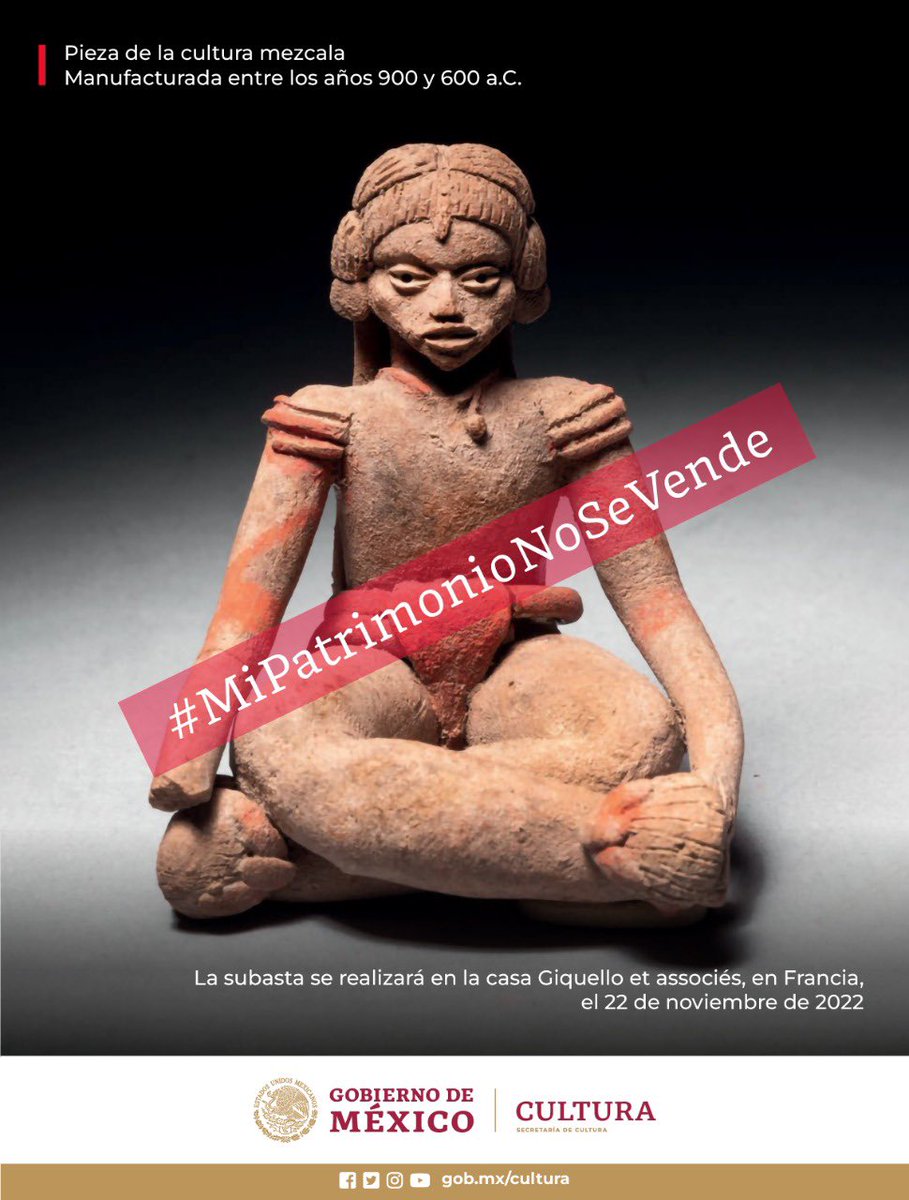 BeatrizGMuller's tweet photo. De nuevo apelamos a la sensibilidad de posibles compradores de piezas arqueológicas que seguramente fueron extraídas de manera ilegal de nuestro país. Nos oponemos a las subastas de piezas originarias de culturas de México. 

#MiPatrimonioNoSeVende https://t.co/ZZwrnBmuVz