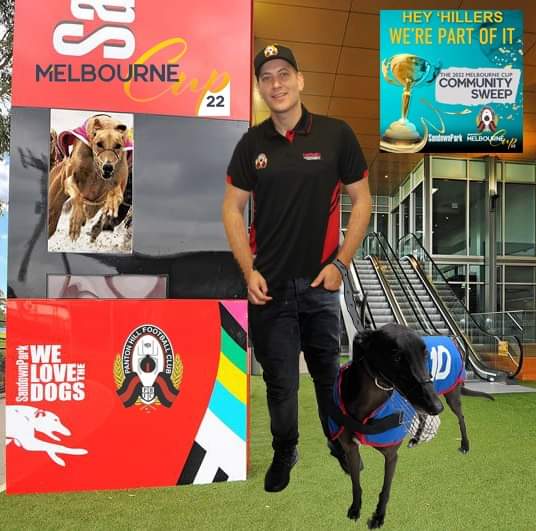 🏆Top stuff Coach <a href="/samore/">simon amore</a> heading to <a href="/sandowndogs/">Sandown Greyhounds</a> telling Noah Charles how proud we were in his #communitysweep heat efforts. He told him chin up and train hard for next year's Melbourne Cup. Good luck to the 8 clubs in the final. We'll be there cheering on at #sandownpark