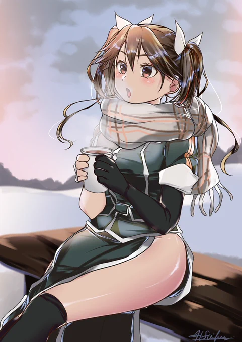 寒そうだなーって思って厚めのデニールのタイツを追加しましたが、一応生足差分も 
