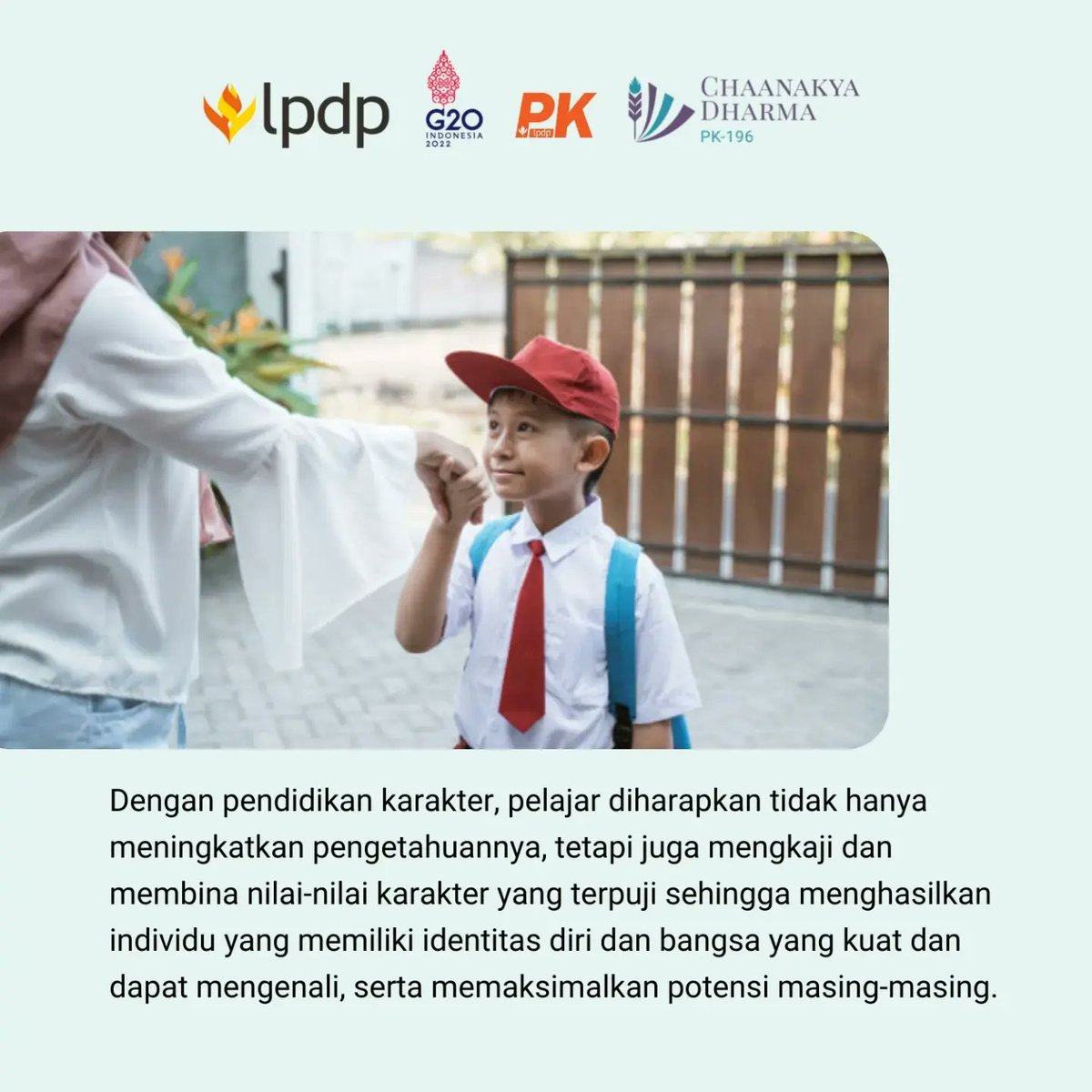 afaroo's tweet photo. Meningkatkan rasa nasionalisme menjadi salah-satu tujuan Pendidikan Karakter. Sehingga, program Penguatan Pendidikan Karakter yang digagas KEMDIKBUD perlu diwujudkan secara masif melalui: Bela Negara, deradikalisasi dan Guru Garis Depan. 

@lpdp_ri 
@pk196lpdp 
#DiriUntukNegeri https://t.co/Lp0P3GWivw