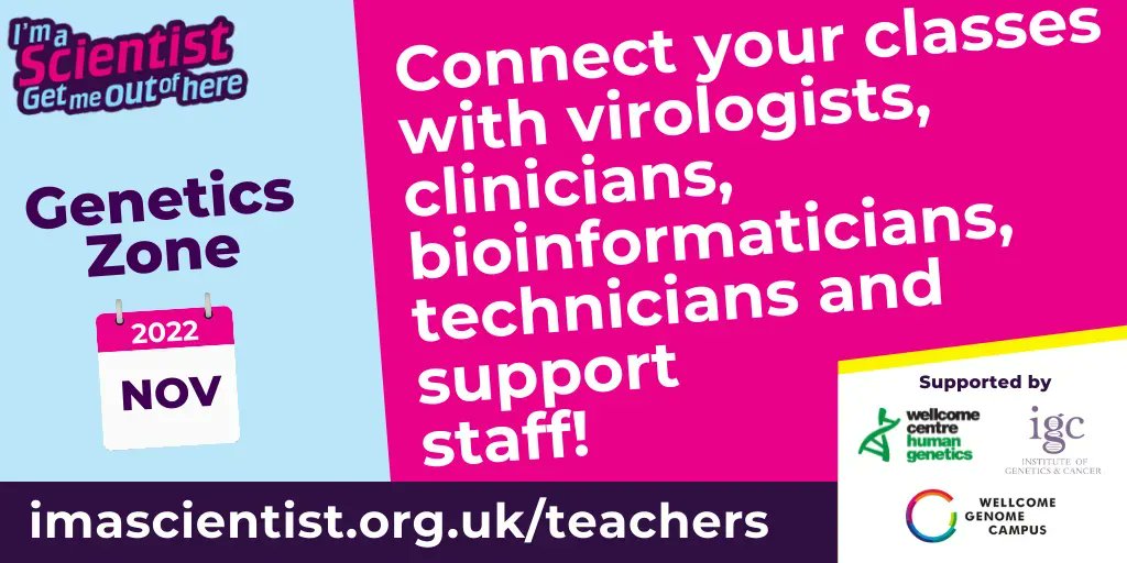 The #GeneticsZone is connecting students with people working in the fastest-moving sector of science! Take part with your classes: imascientist.org.uk/teachers/?twit… Funded by @HumanGeneticsOx @EdinUni_IGC and @wellcomegenome #ChatBiology