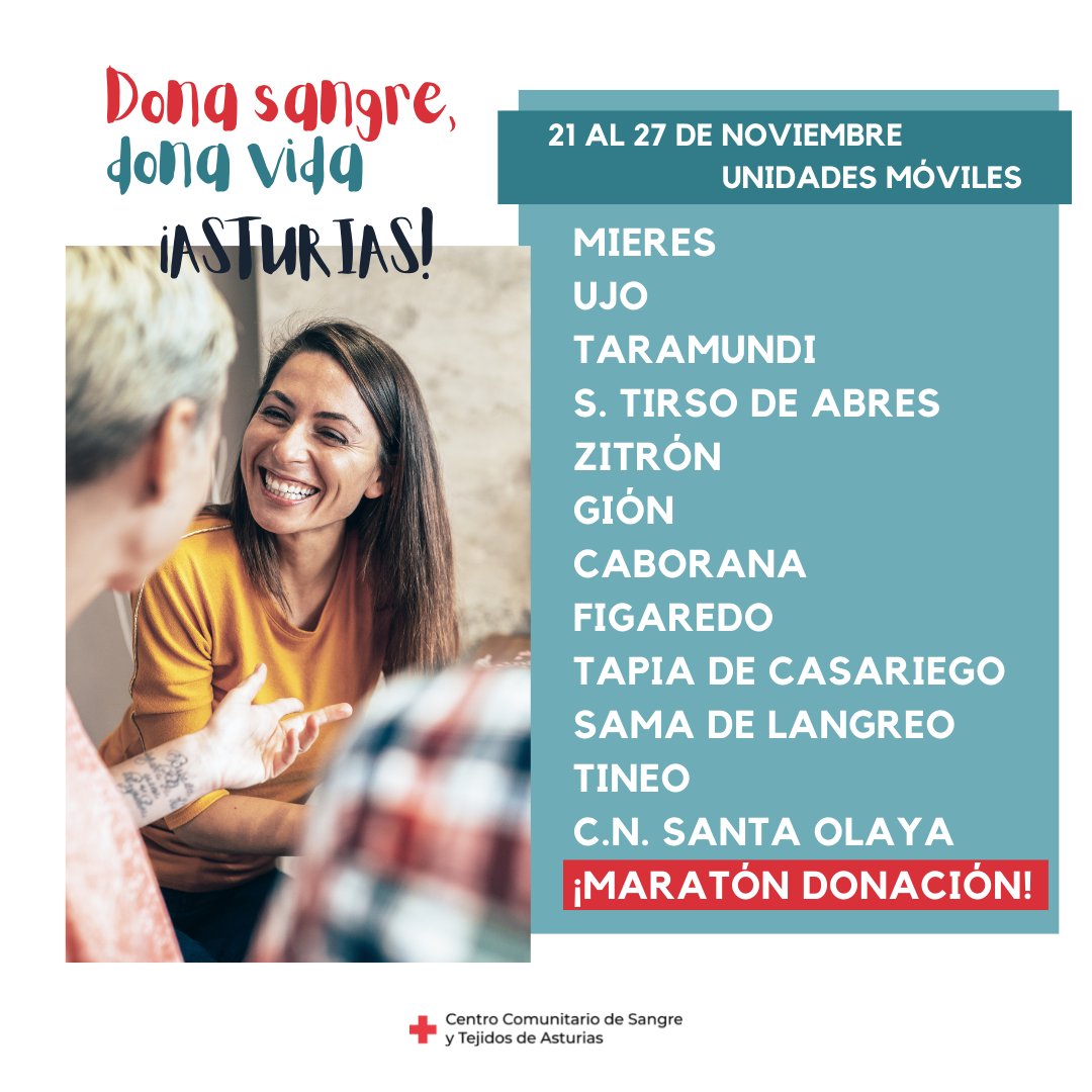 donaasturias's tweet photo. Arrancamos #UnidadesMóviles 🚐🩸🔝 #Mieres, #ZITRON, #Caborana, #Figaredo, #Ujo, #Taramundi, S. Tirso de #Abres, #Gijón, #Tapia de Casariego, #HUCA, #Avilés, #Sama de Langreo, #Tineo, C.N. Sta. Olaya y ¡#MARATÓN de donación frente al Campoamor! 🔥🔥🔥

ℹ https://t.co/ZpQR7LZ2ey https://t.co/PrIoMFh3pG