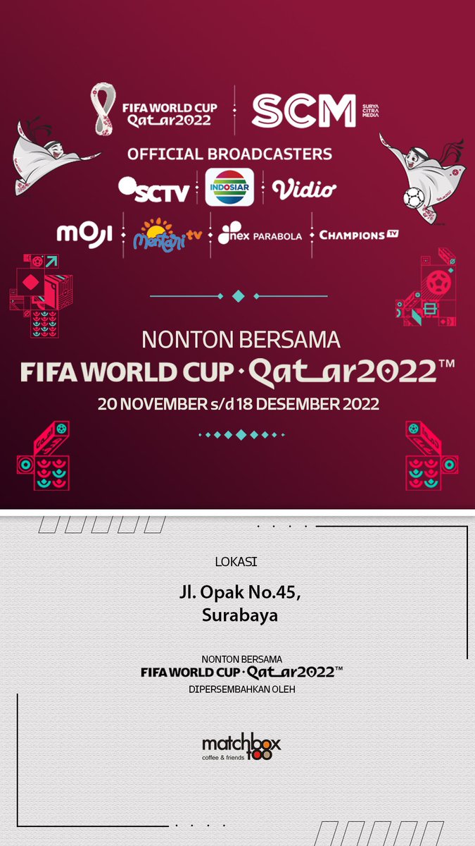 MatchboxToo's tweet image. Ya kali gak Nobar! Bersiaplah dalam perhelatan yang paling ditunggu". ⚽⚽⚽
FIFA WORLD CUP QATAR 2022.
info lebih lengkap &amp;amp; reservasi hubungi :
Tongky : 0881-9635-763