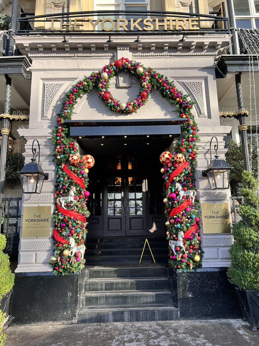 simoncotton69's tweet photo. So…What do you think about our amazing #Christmas decs at the entrance of The #Yorkshire #Hotel and at The #PickledSprout #Restaurant &amp; #Bar #Harrogate …Been getting a lot of attention since they went up yesterday!! Thank you #HelenJamesFlowers for helping make this happen 🎄🙏 https://t.co/O3gyt5gwmc