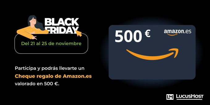 LucusHost's tweet photo. 📢 ¡Al fin ha llegado el día! Arranca el #BlackFriday con descuentos de hasta el 50% y un pedazo #sorteo para nuestros clientes 😍👇

✅ Síguenos
🔄 Haz RT 
💙 Dale like
💬 Dinos en qué te lo vas a gastar con el #LucusHost

¡Un Cheque regalo de Amazon está en juego!💰 https://t.co/B0hfOvHzIE