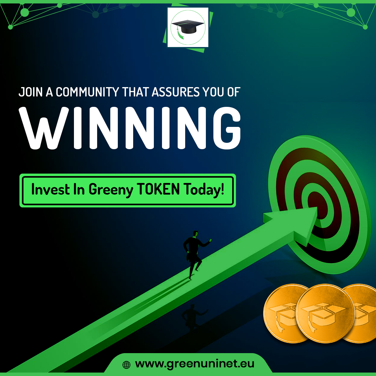 Join a #community that assures you of winning!

Invest in #Greeny token today: greenuninet.eu/sale/
.
.
.
.
.
#greenuninetwork #crypto #cryptocurrency #cryptoinvesting #tokensale #publicsale #cryptoinvestors #cryptomarket