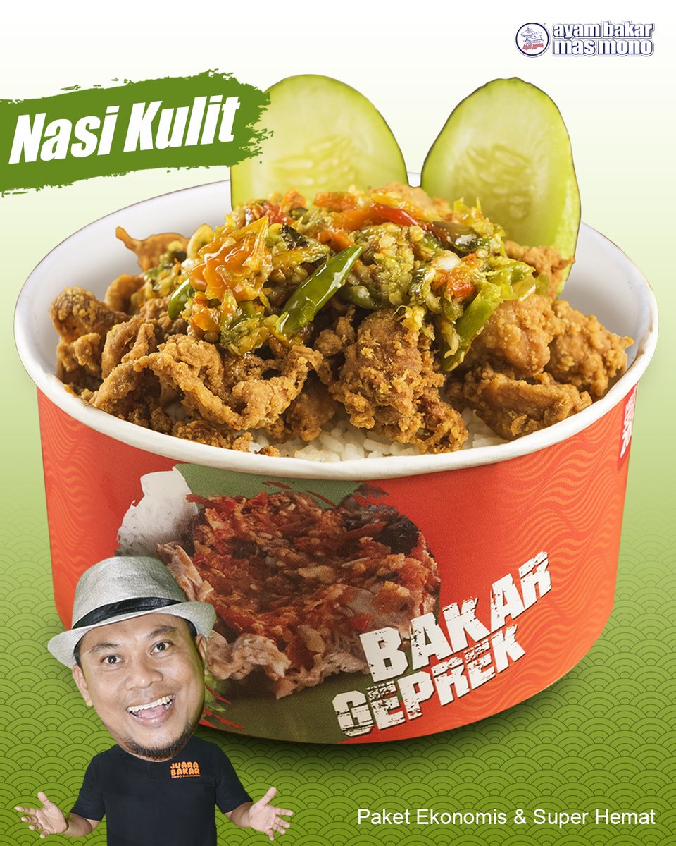 ABMM ada paket nasi campur kulit ayam renyah.
Kerenyahan kulit ayam ABMM sudah pasti enak dan lezat. Yuk, beli sekarang!