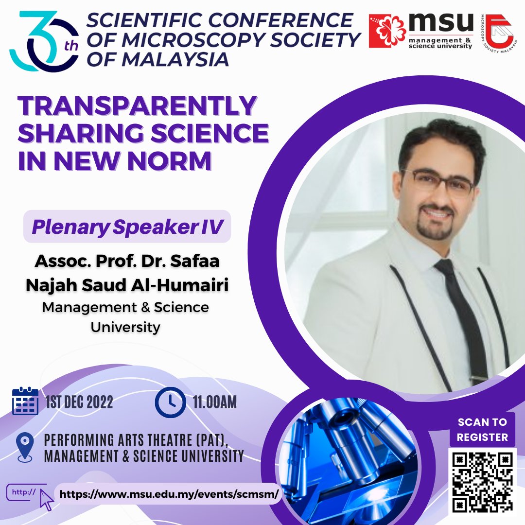 SCMSM30's tweet photo. Another 10 days to the event! Here is another speaker to be highlighted, Assoc. Prof. Dr. Safaa Najah Saud Al-Humairi, a well known researcher on shape memory biomaterials. See you there! 
#conference2022 #microscopy #scmsm @msufhls #letsgo2msu https://t.co/EU2gwG5Ltz