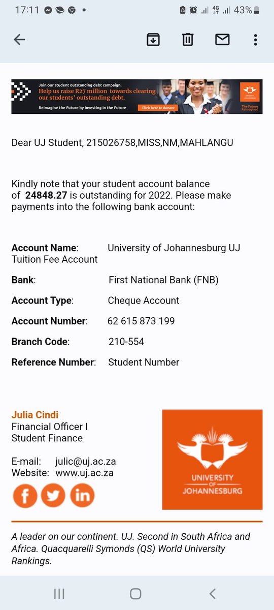 Nompumelelo97_M's tweet photo. #helpablackchild
Advanced Diploma student who's currently seeking for donations to pay for fees of which I am unable to pay due to unemployment and not having luck in getting funding. Any contribution will be acceptable as it would make a huge difference in my life. Thank you https://t.co/UNx54Asx0h