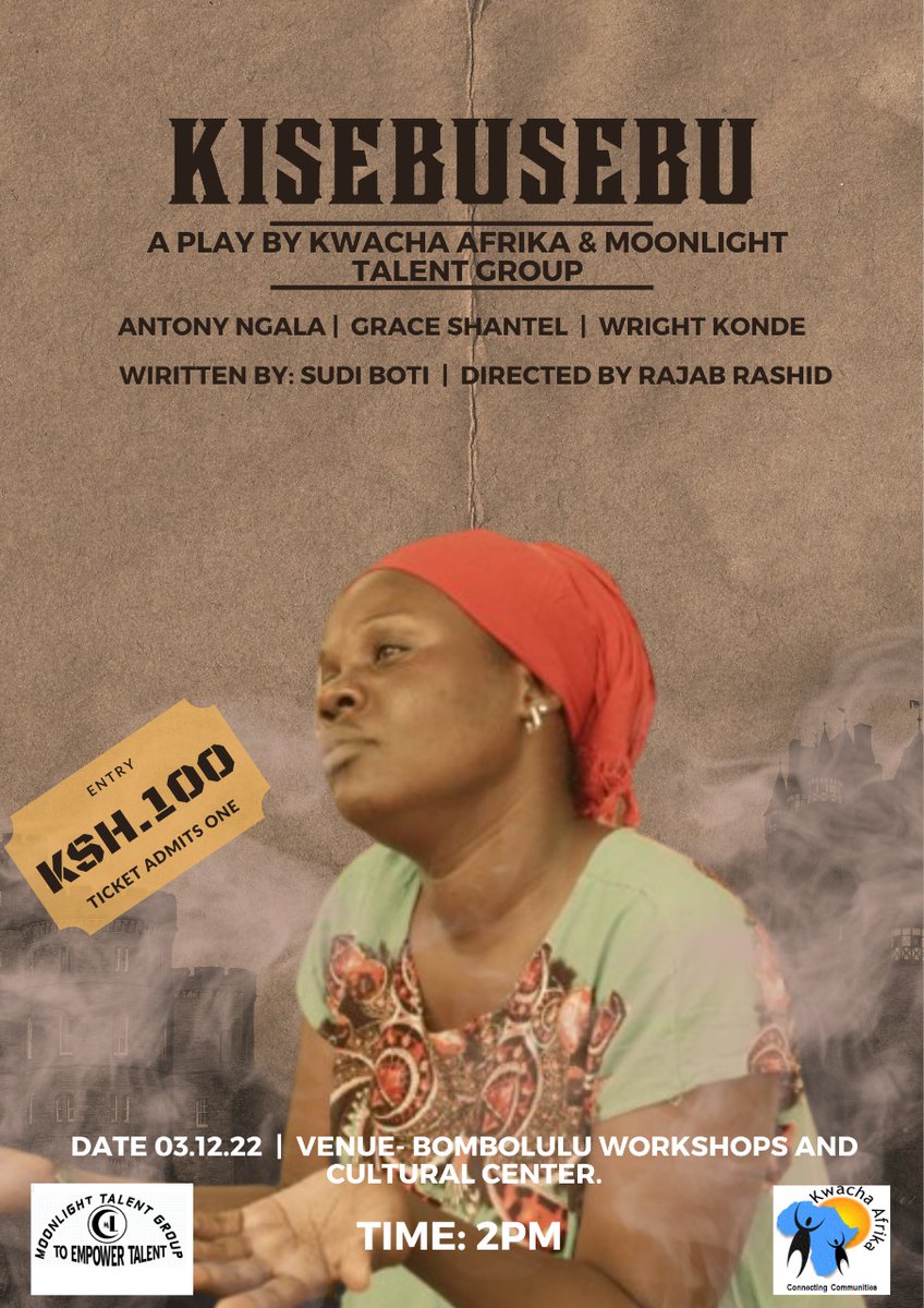 nanamunthaz's tweet photo. @IhaVictors @MTGMombasa @KwachaAfrika @DreamAchieversk @ActionAid @UraiaTrust @ForumCivHubESA @Shamir2Edwine @UzalendoI @ShakirinaYouth @KarenSade2 @Diojoel254 @Kcyg001 Tickets are affordable guys.
Form ya weekend ndio hiyo, tutokee kwa wingi !!!
@BobsonFadhili @tvraia @TawalaTv

#KisebusebuThePlay https://t.co/NBjsl7uNbV
