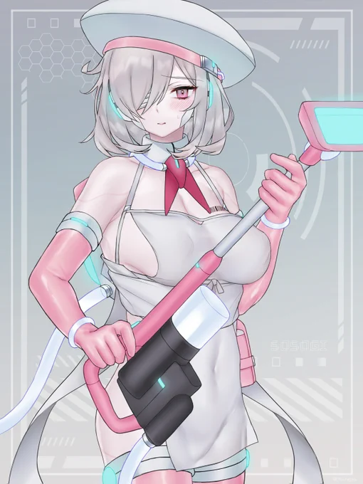 オリジナルキャラの清掃業務アンドロイドそそぎさんインナーON/OFF差分です! 