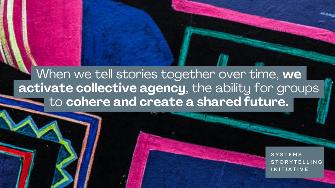 Storytelling helps us transform social systems. It's humanity’s oldest “technology” to create social change. When we tell stories together over time, we activate collective agency, the ability of groups to cohere &amp; create a shared future:collectivechangelab.medium.com/storytelling-a… By <a href="/CollectiveCLab/">Collective Change Lab</a>
