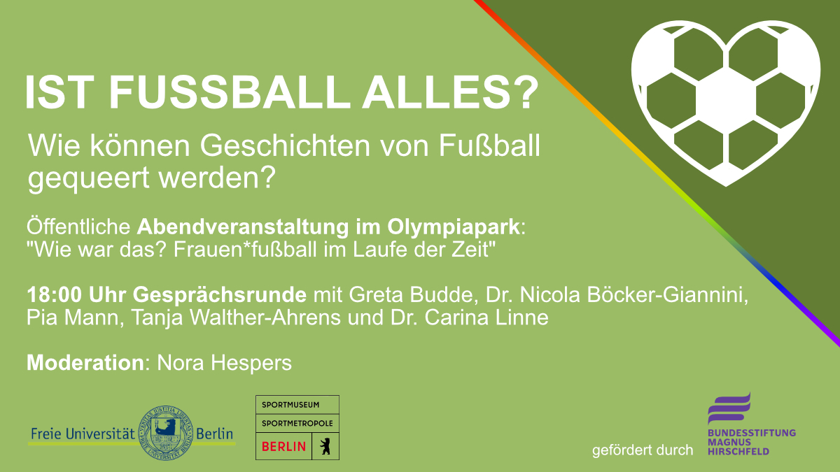 Heute Abend ist es soweit! Wir freuen uns, euch zur 1. Gesprächsrunde über #Frauenfußball zu unserer Tagung begrüßen zu dürfen💬⚽️ Los geht es um 18 Uhr im Olympiapark mit einer Begrüßung der Staatssekretärin für Sport Frau Dr. Nicola Böcker-Giannini (<a href="/Innensenatorin/">Senatsverwaltung für Inneres und Sport</a>).