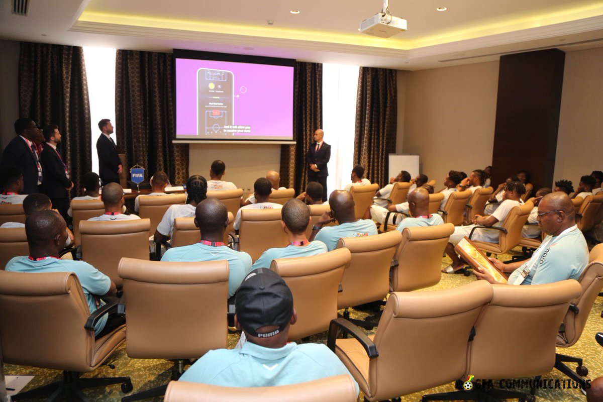 GhanaBlackstars's tweet photo. FIFA Team meeting with the Black Stars - Players and Team officials were taken through the Rules and Regulations of the Competition

#BlackStars | #FIFAWorldCup | #TeamGhana | #Qatar2022 https://t.co/vm6DO37abu