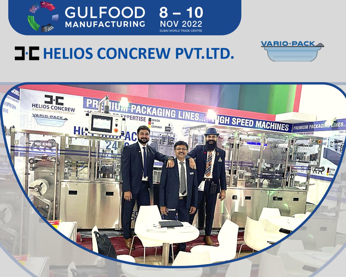 HeliosPvt's tweet photo. Throwback to Day First at Gulfood Manufacturing 2022 Exhibition. 

#gulfoodmanufacturing2022#dubai #dubaiworldtradecenter  #heliosconcrewpvtltd #packagingmachinery #variopack #ontop https://t.co/6hFtJ3HpLE