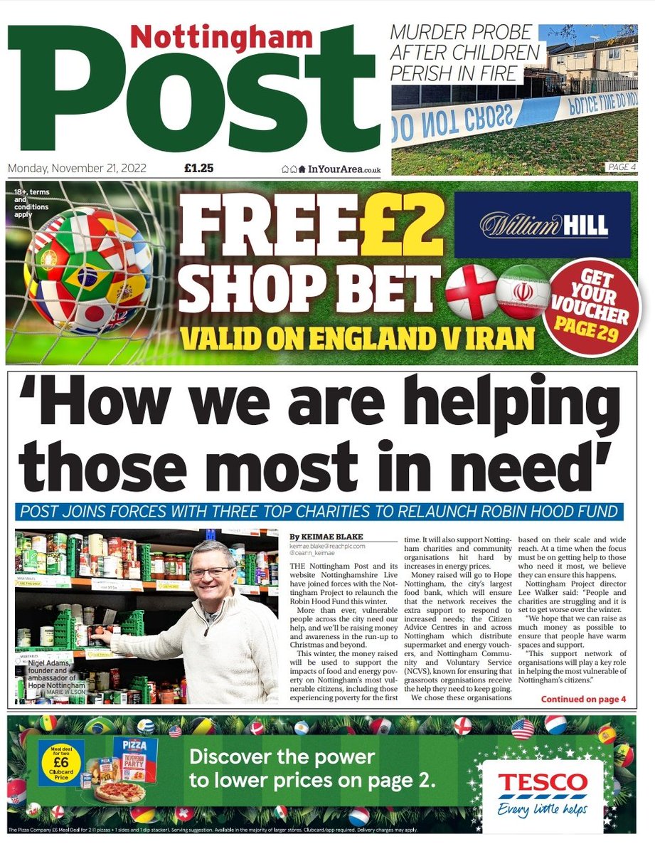 Today we launch our campaign for Christmas and beyond. The Robin Hood Fund (first set up by @TheNottmProject in 2020) is back. You can donate via <a href="/GoFundMeUK/">GoFundMeUK</a> and the cash will go to those most in need in our city.