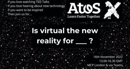 Faif7513's tweet photo. Atos X, the TED talk-style speaking contest, had its UK 2022 finals with the theme of #virtualreality.
🎉 Congratulations to the winner, Georgia Shaw! 

Discover the full story here ➡️ https://t.co/TTlDK30mHg
#DigitalTransformation #AtosX https://t.co/FitIp0lTvJ