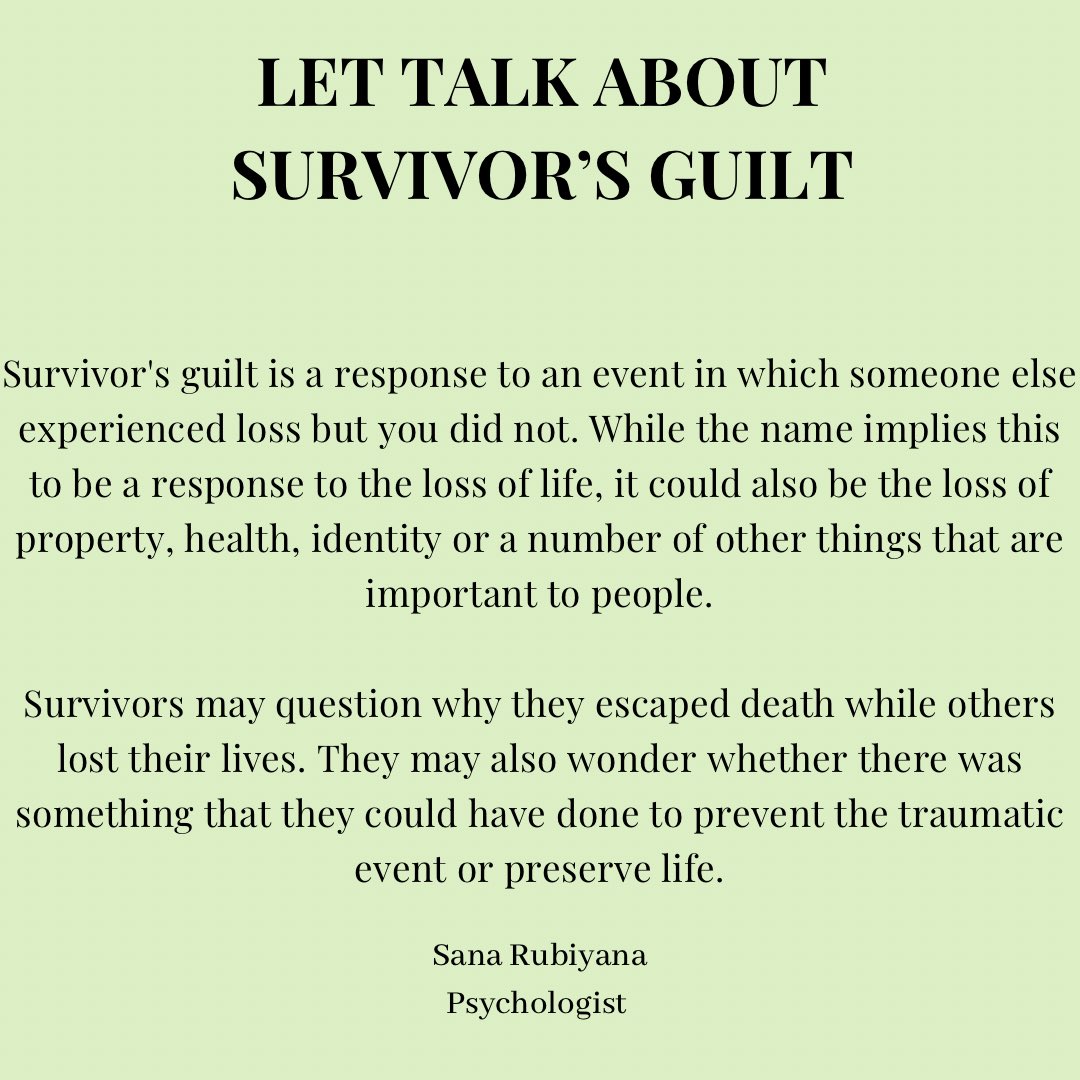 SRubiyana's tweet photo. Let’s talk about Survivor’s Guilt.
#survivorsguilt #guilt #guiltyfeeling #everymindmatters #trauma #ptsd #posttraumaticstressdisorder #traumaticevents #traumainformed #traumainformedcare #psychotherapy #psychotherapist #psychoeducation #ptsdawareness #ptsdrecovery #survivor https://t.co/GPnNlL5lTi