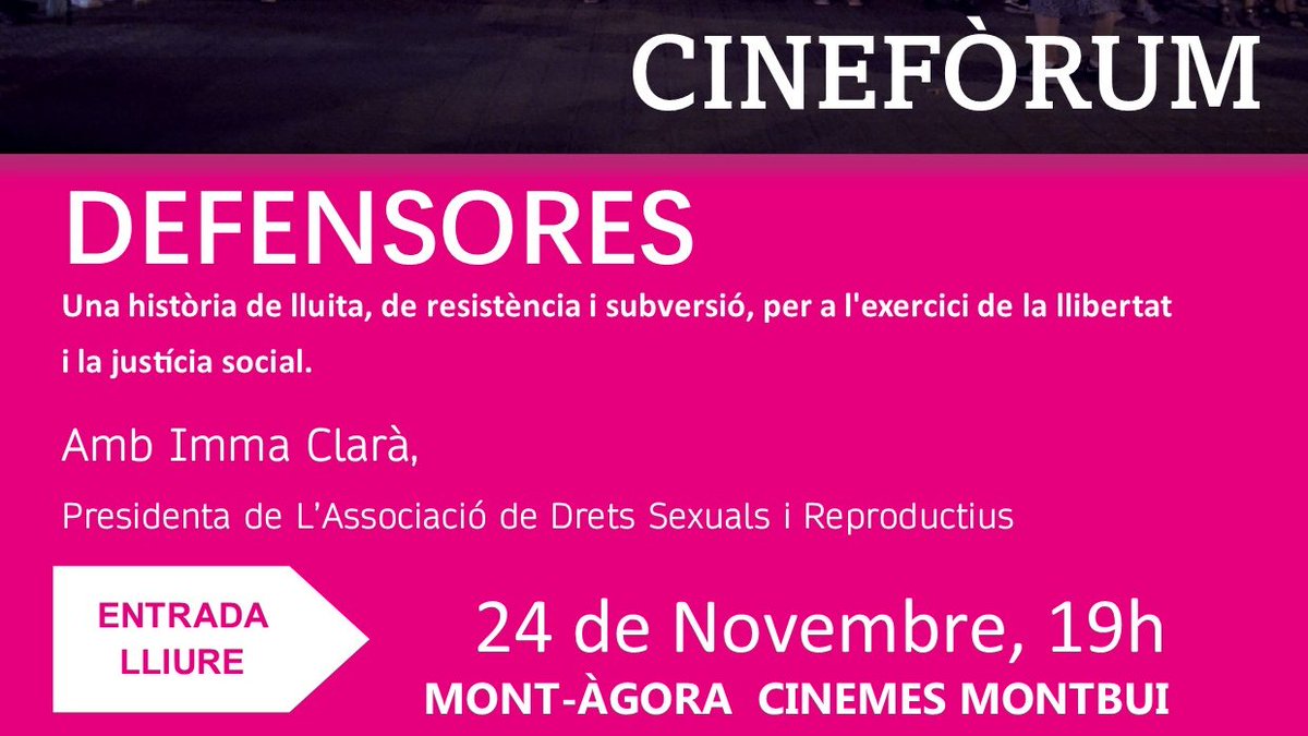 Avui encetem la setmana del #25N2022, amb el gruix d'activitats i movilitzacions contra les #violènciesmasclistes.

Una imprescindible
👇🏽👇👇🏿
🎥 Cinefòrum DEFENSORES
📆 Aquest dijous

Amb les compas de <a href="/lassociaciodsr/">L'Associació de Drets Sexuals i Reproductius</a>.
#DretsSexuals #DretsReproductius #Violènciainstitucional