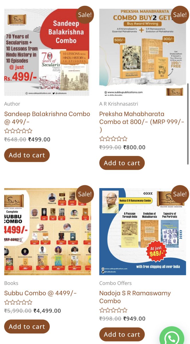 subbubooks's tweet photo. The link to all the combo offers are here, just go grab them
Combo Link: https://t.co/5CMJktnBJo
#ComboOffers #Books #Indology #BuywithSubbu #SubbuBooks #SubbuPublications @NileshOak https://t.co/aKk5tXxLHF