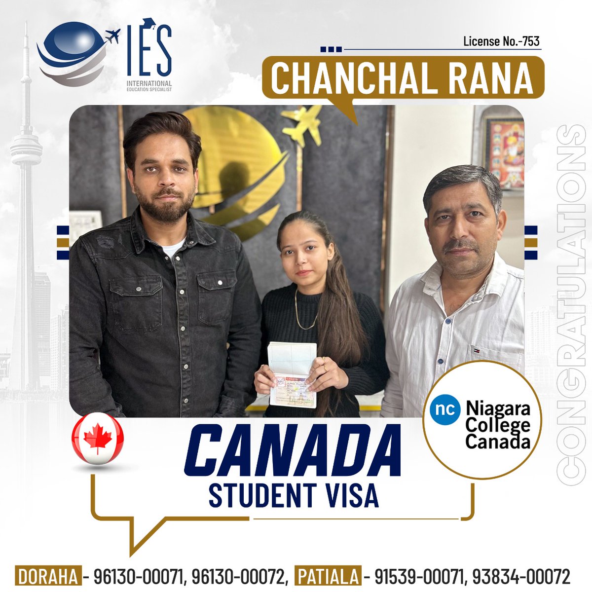 #IESOverseas #Canada #CanadaSuccessStory #CanadaStudyVisa #StudyVisa #SuccessStory #CanadaVisaGranted #ImmigrationConsultant #GenuineGuidance #ImmigrationExpert #ImmigrationServices #successtips @niagaracollege  @niagaracollege_