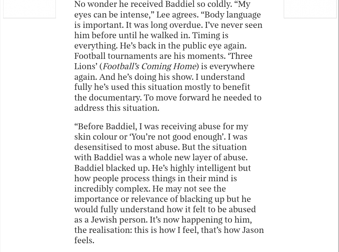 Very powerful from Jason Lee about how David Baddiel's racist bullying has affected him for over a quarter of a century
