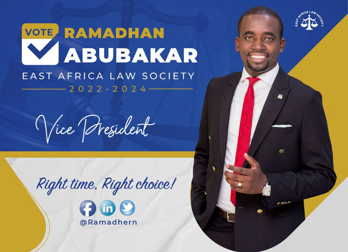 Ramadhan Abubakar | @Ramadhern, Managing Partner of J.K Kibicho & Co. Advocates | @jkkibicho (a TOP 50 LAW FIRM), is the leading candidate for East Africa Law Society | @ealawsociety Vice President Race. An Astute Litigation Lawyer, he was Public Interest Jurist of the Year 2019!