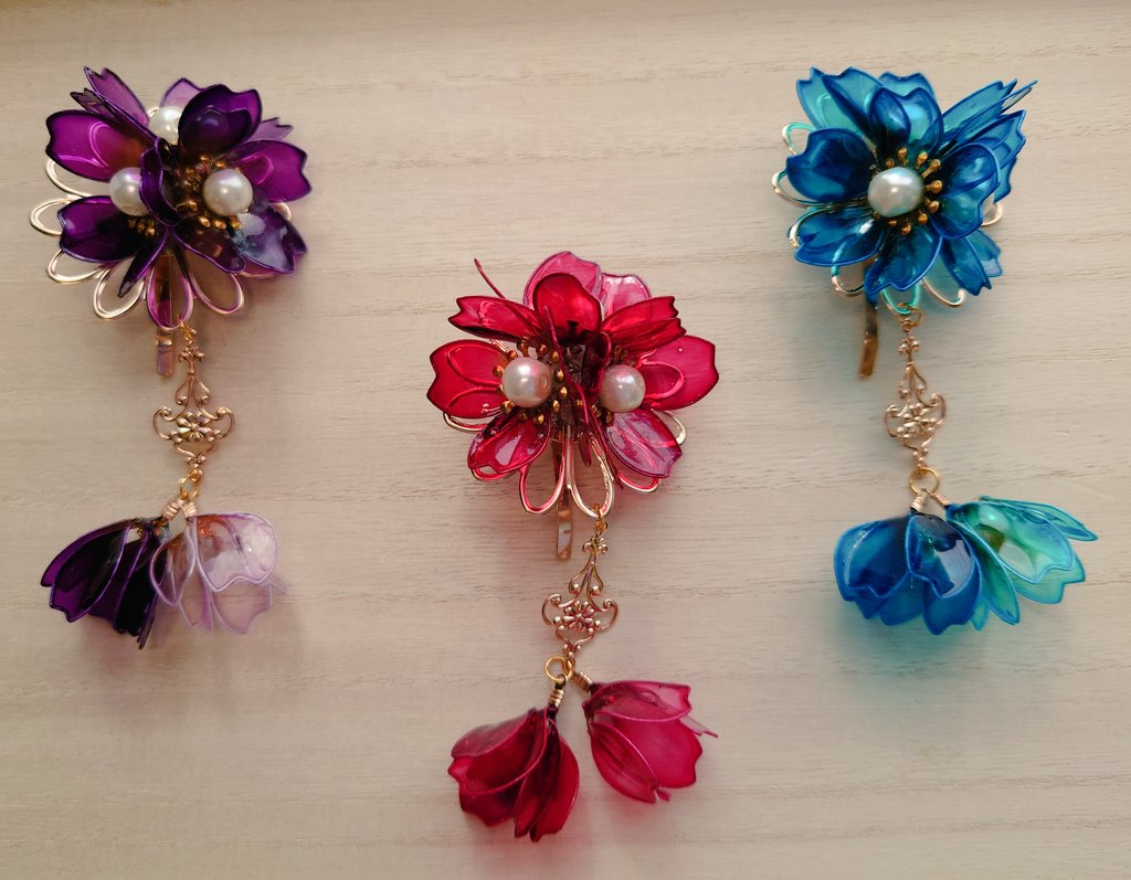 ハンドメイド ポニーフック ヘアゴム 押し花いっぱい フラワー pa