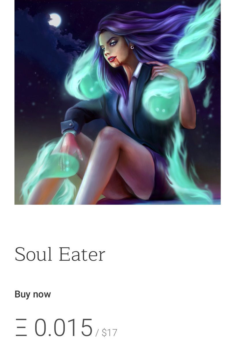 Friends, I'm going on a little vacation for a week🗺️ And in honor of that there's an amazing special price on my Soul Eater art 🔥🔥

0.015 $ETH instead of 0.03 on <a href="/KnownOrigin_io/">KnownOrigin.io</a> 😱 Only until the end of the week 😈

knownorigin.io/gallery/228420…

#NABU #WomenOnNFT #KatoKrew