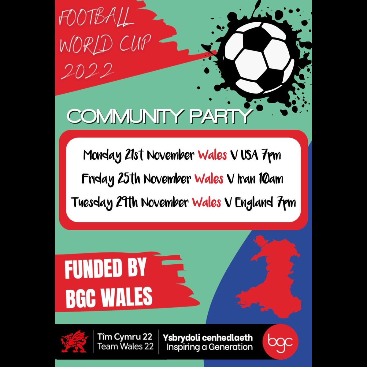 CCYP_Info's tweet photo. Come and join us celebrate the Football World Cup 2022 here at CCYP!  ⚽️🍕🍟🥤🏆🏴󠁧󠁢󠁷󠁬󠁳󠁿  We will be screening the Wales games live with free food and drink and football activity’s to get envolved in! https://t.co/Xvp7cmqjJR