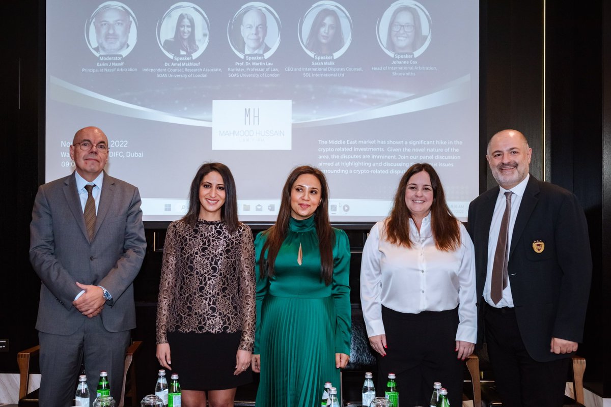 YearbookLaw's tweet photo. Prof. Dr. Martin Lau (Editor-in-Chief, YIMEL) &amp; Dr. Amel Makhlouf (Managing Editor, Country Surveys, YIMEL) at the Dubai Arbitration week, 2022!

Dr. @MahmoodHu to be thanked for this amazing panel! https://t.co/KxwfCH7hbd