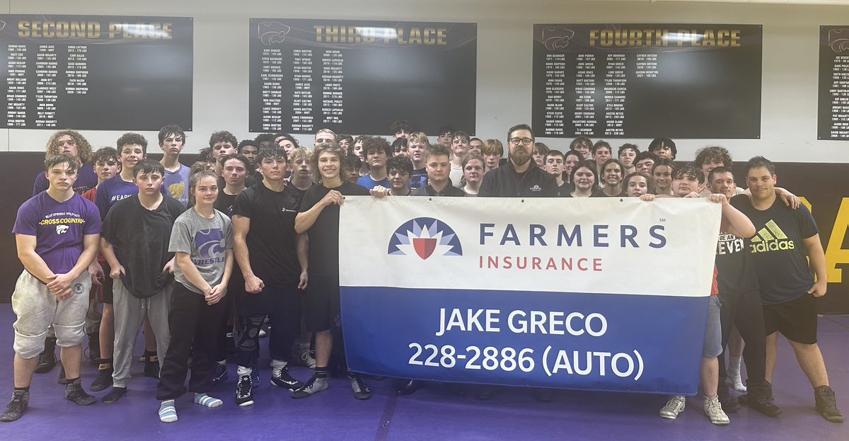 Thank you Jake Greco and Farmers Insurance for being a sponsor to our program again this year. #GoCats #Wildcatpride