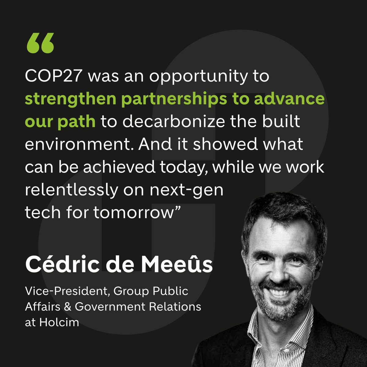 ♻️ At #COP27, there has been radical collaboration, action plans and game-changing innovations to accelerate the shift to net-zero.

💭 Cédric de Meeûs reflects on a productive two weeks 👇

#BuildingProgress #TogetherForImplementation #CircularConstruction