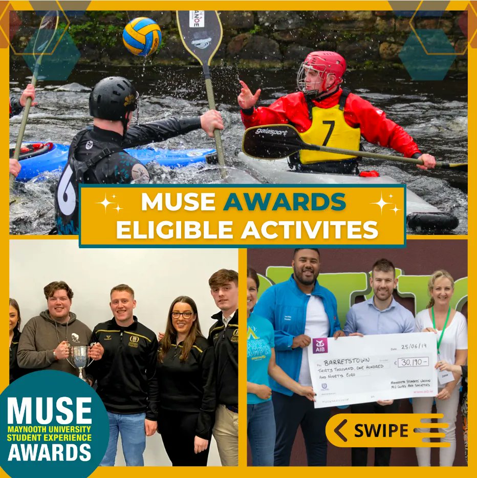 mu_futureready's tweet image. Swipe to find the criteria of eligible activities from previous participants of the MUSE awards 🏆. 
Note this list is not exhaustive. If you completed an activity and are unsure if its eligible for the award just e-mail the team at explearning@mu.ie
Which award will you aim for?