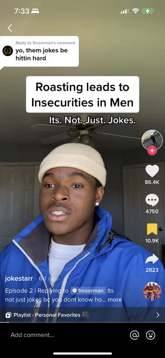 nhoodpublicist's tweet photo. So this young man on TikTok made a video about how roasting and middle school culture with boys is what leads to anxiety &amp; insecurities in men. You got half the men saying he soft and the other half being honest about it and realizing they need therapy. https://t.co/7Y0JCLpoJg