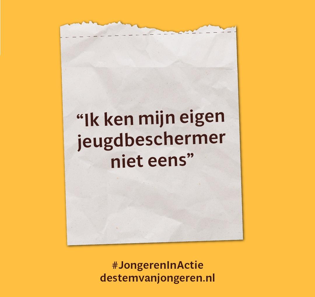Kinderen en jongeren die hulp nodig hebben van de jeugdbescherming, kennen -door de vele wisselingen en enorme caseload- hun eigen jeugdbeschermer soms niet eens. Dat kan écht niet!

[1/2]