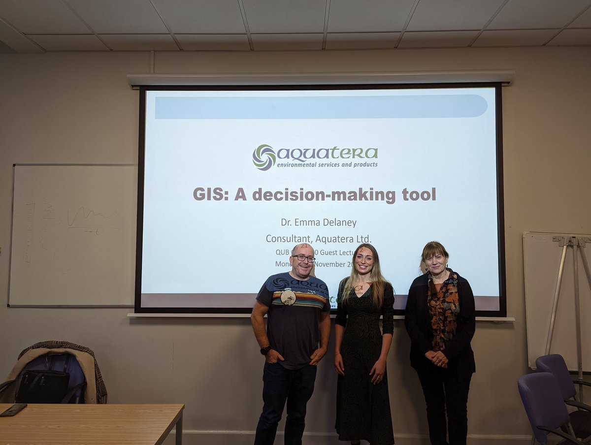 GeoConor's tweet photo. Thanks so much to Dr Emma Delaney for presenting to #GGY3060 class on her #geocareer so far, @QUBelfast Geog PhD research &amp; current employment as a #geospatial renewable energy consultant  @AquateraLtd. Emma is a @QUBGeography graduate &amp; once completed this module as a UG! 🌐🌍 https://t.co/jgFNGFoQe2